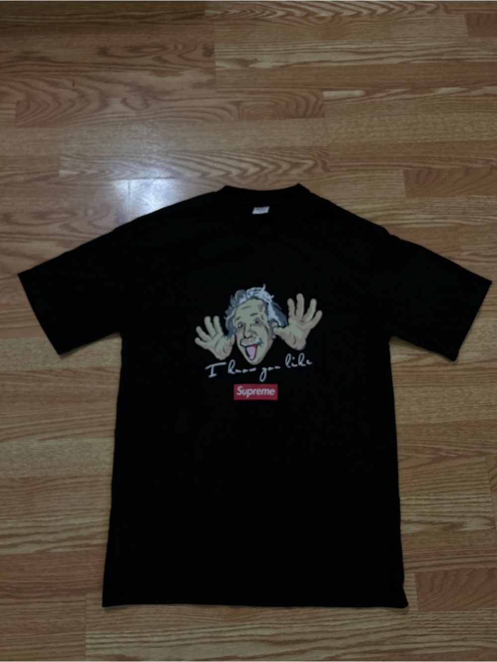 Supreme Black Graphic Einstein Face Tee